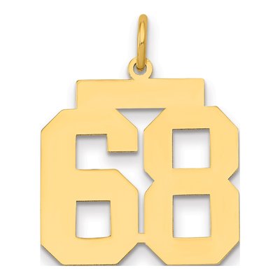 14K Yellow Gold Number 68 Charm