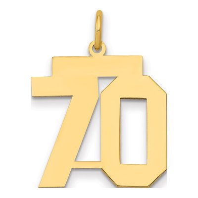 14K Yellow Gold Number 70 Charm
