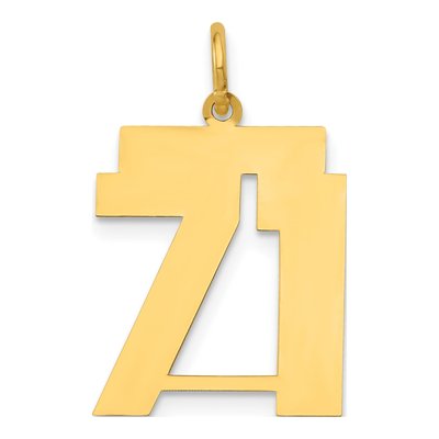 14K Yellow Gold Number 71 Charm