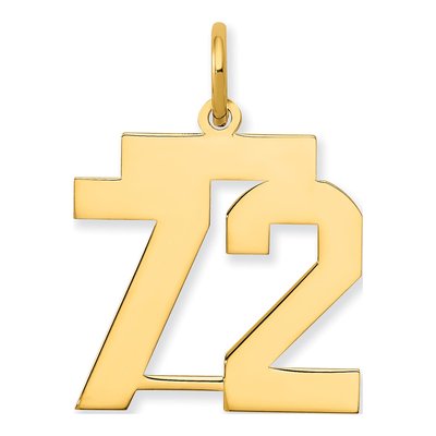 14K Yellow Gold Number 72 Charm