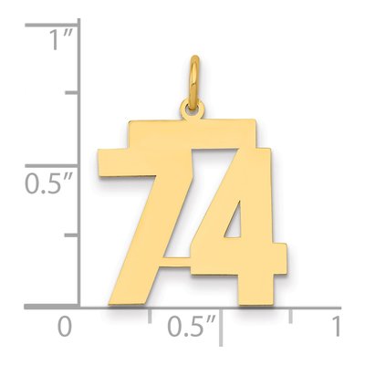 14K Yellow Gold Number 74 Charm – view 2