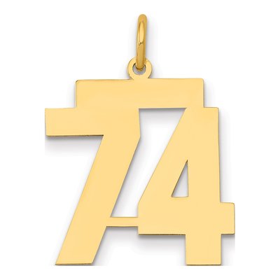 14K Yellow Gold Number 74 Charm