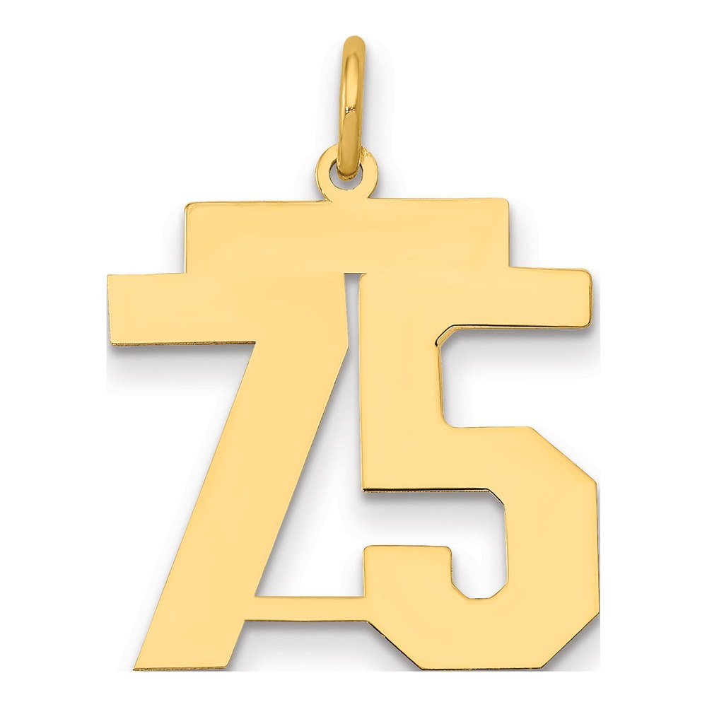14K Yellow Gold Number 75 Charm