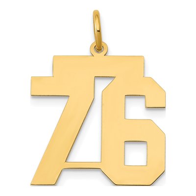 14K Yellow Gold Number 76 Charm