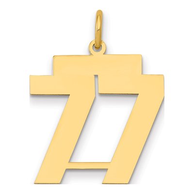 14K Yellow Gold Number 77 Charm