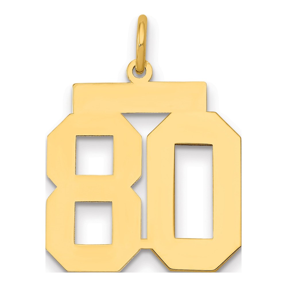 14K Yellow Gold Number 80 Charm