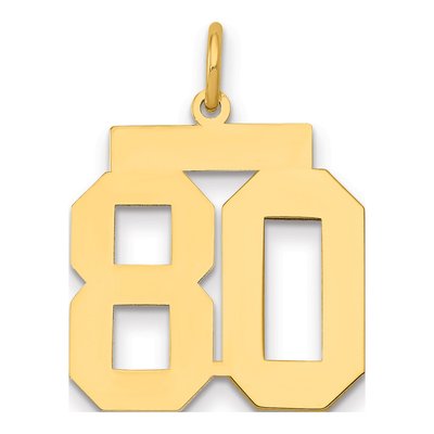 14K Yellow Gold Number 80 Charm