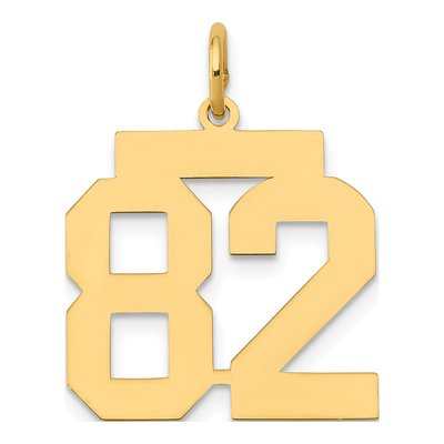 14K Yellow Gold Number 82 Charm