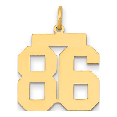 14K Yellow Gold Number 86 Charm
