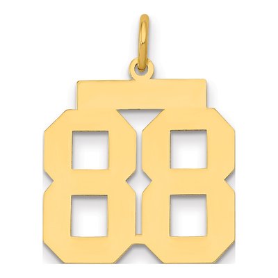 14K Yellow Gold Number 88 Charm