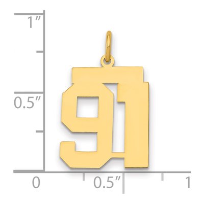 14K Yellow Gold Number 91 Charm – view 2