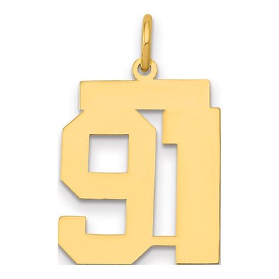 14K Yellow Gold Number 91 Charm