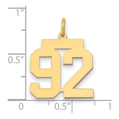 14K Yellow Gold Number 92 Charm – view 2