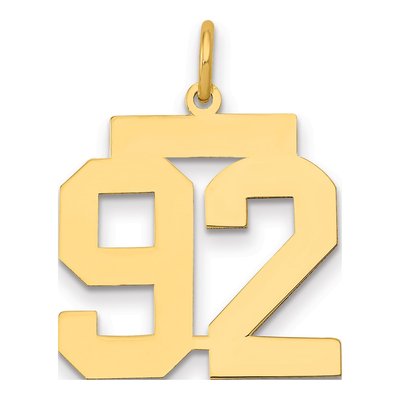 14K Yellow Gold Number 92 Charm