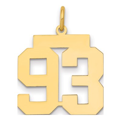 14K Yellow Gold Number 93 Charm