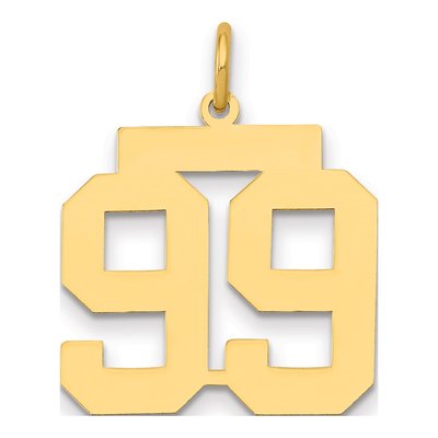 14K Yellow Gold Number 99 Pendant