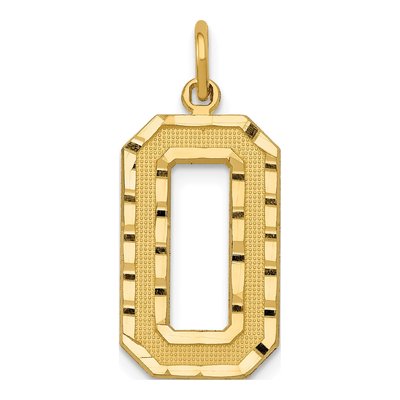 14K Yellow Gold Large Number 0 Charm