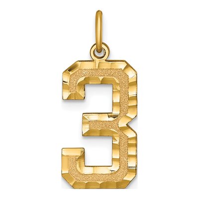 14K Yellow Gold Number 3 Charm