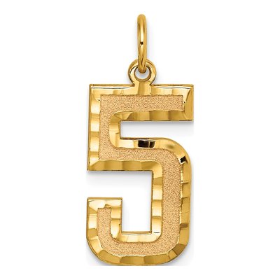 14K Yellow Gold Number 5 Charm