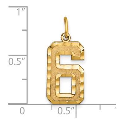 14K Yellow Gold Number 6 Charm – view 5