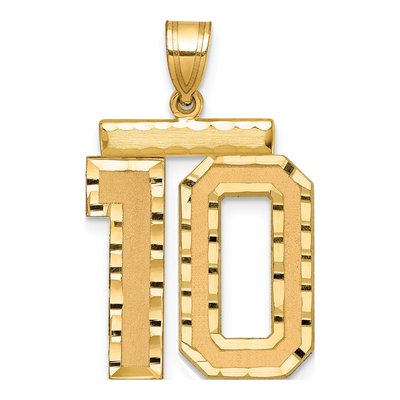 14K Yellow Gold Large Number 10 Pendant