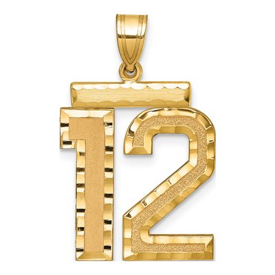 14K Yellow Gold Large Number 12 Pendant