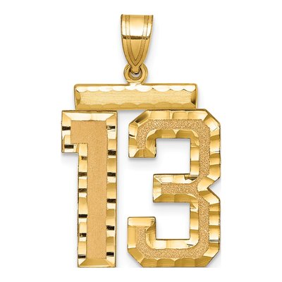 14K Yellow Gold Large Number 13 Pendant
