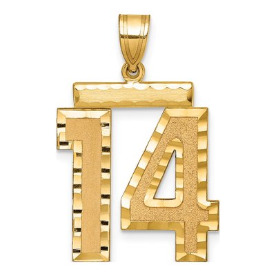14K Yellow Gold Large Number 14 Charm