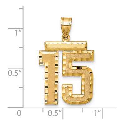 14K Yellow Gold Large Number 15 Pendant – view 2