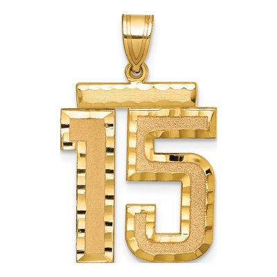 14K Yellow Gold Large Number 15 Pendant