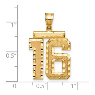 14K Yellow Gold Number 16 Charm – view 2