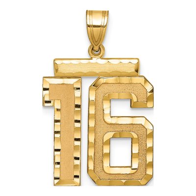 14K Yellow Gold Number 16 Charm