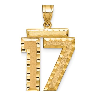 14K Yellow Gold Number 17 Charm