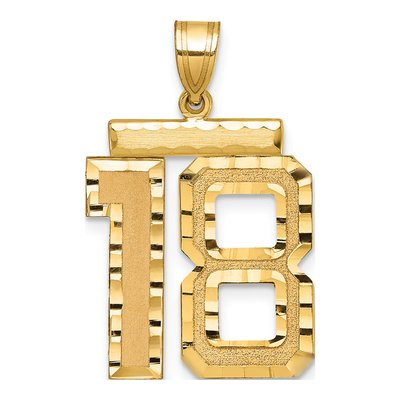 14K Yellow Gold Number 18 Charm