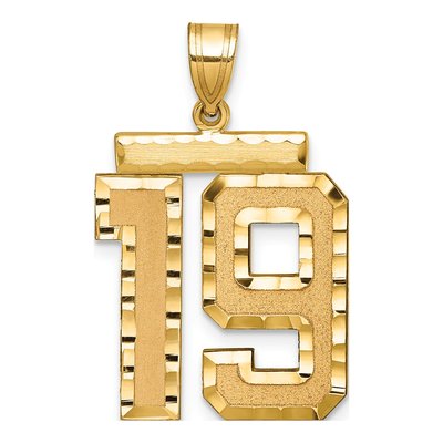 14K Yellow Gold Number 19 Charm