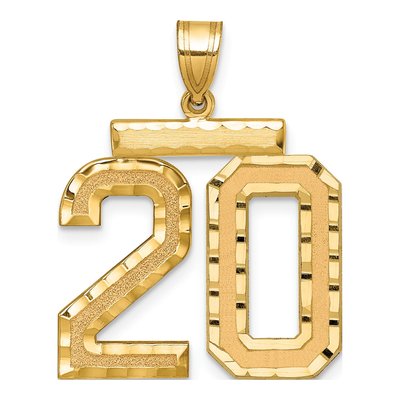 14K Yellow Gold Large Number 20 Pendant