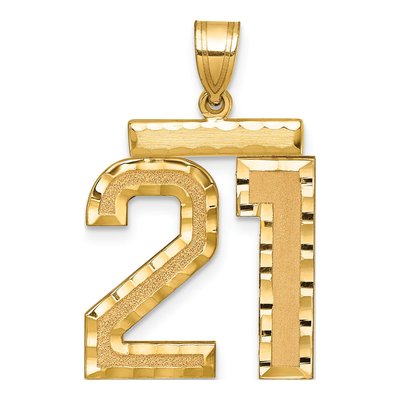 14K Yellow Gold Large Number 21 Pendant