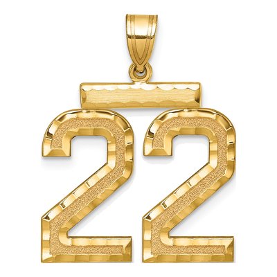 14K Yellow Gold Large Number 22 Pendant