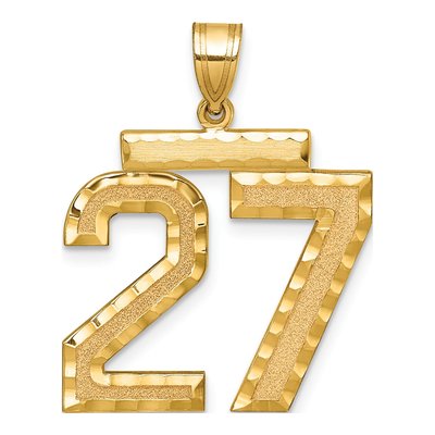 14K Yellow Gold Large Number 27 Pendant