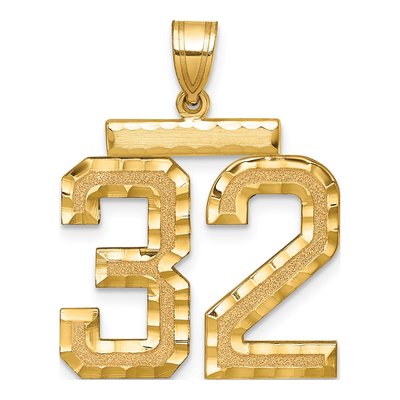 14K Yellow Gold Large Number 32 Pendant