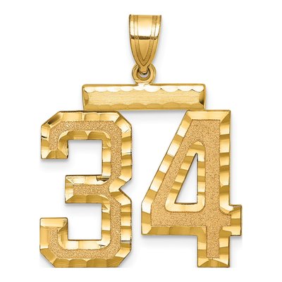 14K Yellow Gold Number 34 Charm