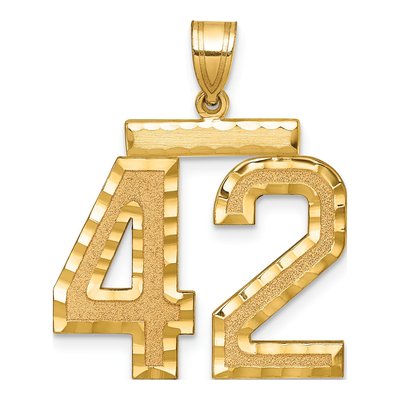 14K Yellow Gold Large Number 42 Pendant
