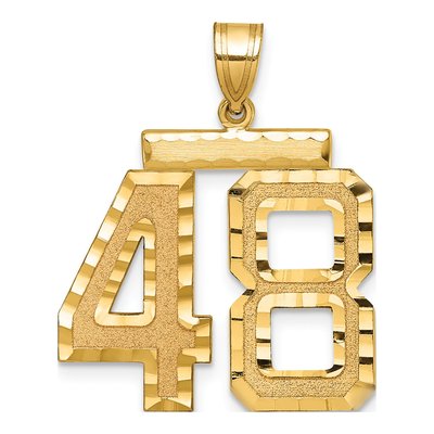 14K Yellow Gold Large Number 48 Pendant