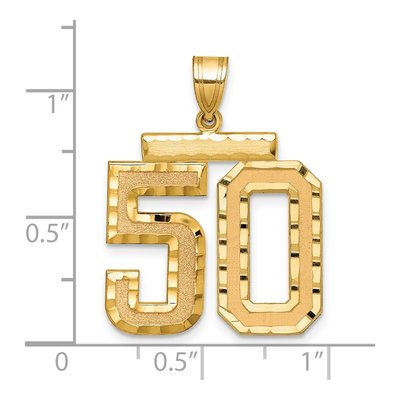 14K Yellow Gold Large Number 50 Pendant – view 3