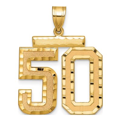 14K Yellow Gold Large Number 50 Pendant