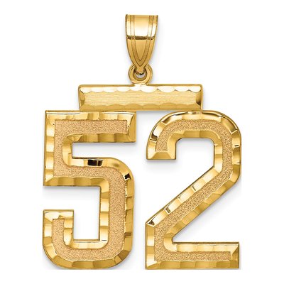 14K Yellow Gold Large Number 52 Pendant