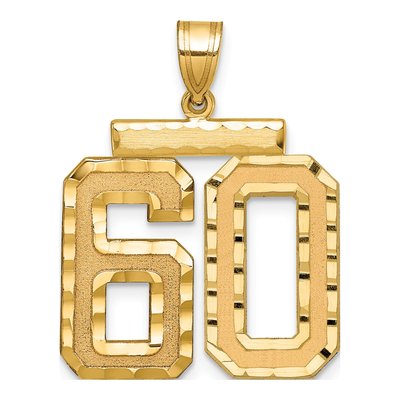 14K Yellow Gold Large Number 60 Pendant