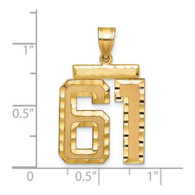 14K Yellow Gold Large Number 61 Pendant – view 2