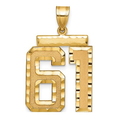 14K Yellow Gold Large Number 61 Pendant