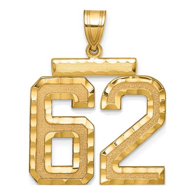 14K Yellow Gold Number 62 Charm